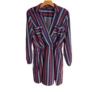 Express Red Blue and White Stripped Mini Dress